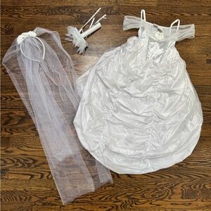 3-Piece Bride Costume Size 6x Includes Dress, Bouquet and Headband Veil